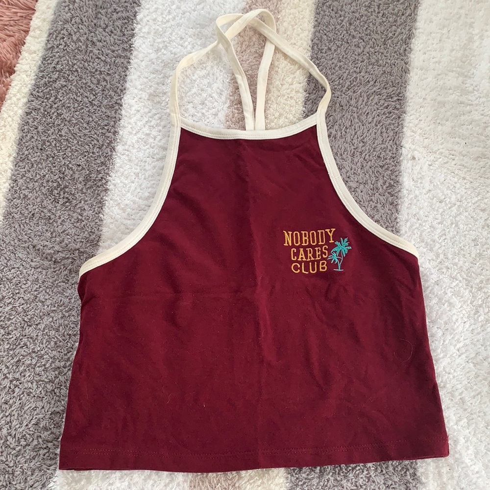 Halter embroidered crop top